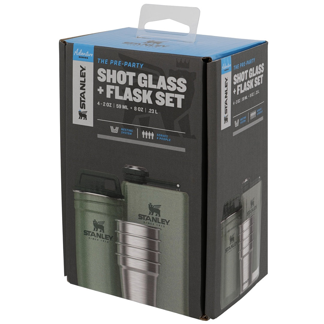 Pre-Party Shot Glass + Flask Set